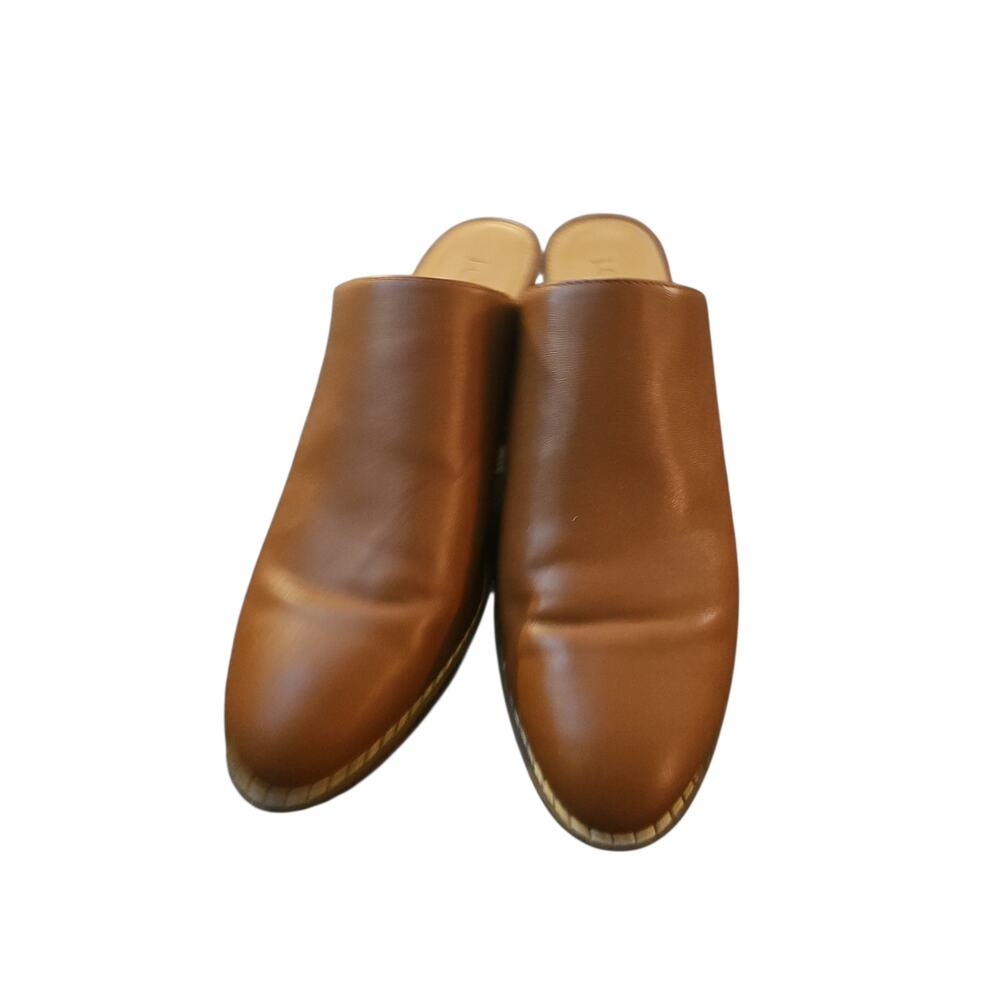 J. Crew brown leather heeled mules slip on sz 8 shoes - Picture 3 of 6